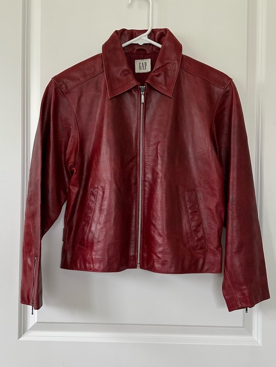 GAP Jackets & Blazers - Vintage 2000’s GAP Red Leather Zip-Up Jacket